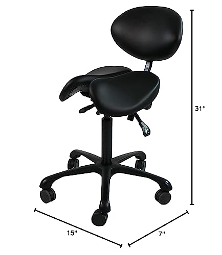 Master Massage Berkeley Backrest Saddle Stool with Black Aluminum Base