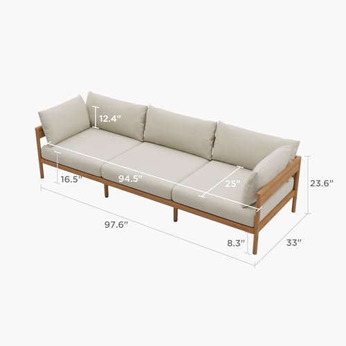 Acanva Modern Outdoor Patio Furniture Set, All-Weather Aluminium Conversation Sectional Sofa with Thick Cushions for Backyard, Garden, Porch, Couch, Beige
