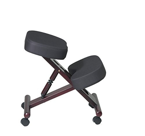 Office Star KC Series Ergonomically Designed Adjustable Knee Chair with Memory Foam Padding and Casters, Mahogany Finish Wood Base
