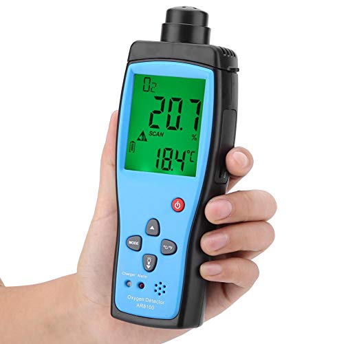 AR8100 Rechargeable LCD O2 Gas Meter with Thermometer - Portable Digital Oxygen Monitor for Home & Industrial Use, Accurate Measurement Device for Gas Detection