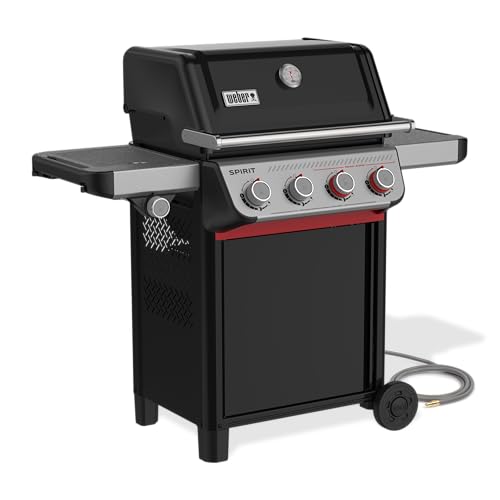 Weber Spirit E-435 Natural Gas Grill for Outdoor Cooking, 4 Burners and 1 Side Burner, Black – Porcelain-Enameled Cast-Iron Grates, 2 Boost Burners, Sear Zone