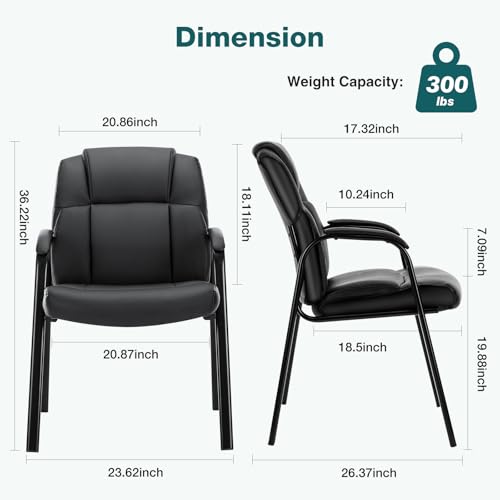 OLIXIS Waiting Room Reception Chairs Set of 8, Leather Office Desk Guest Stationary Side Chair with Padded Arms for Home Conference Lobby Area Meeting Church Medical Clinic Elderly Student