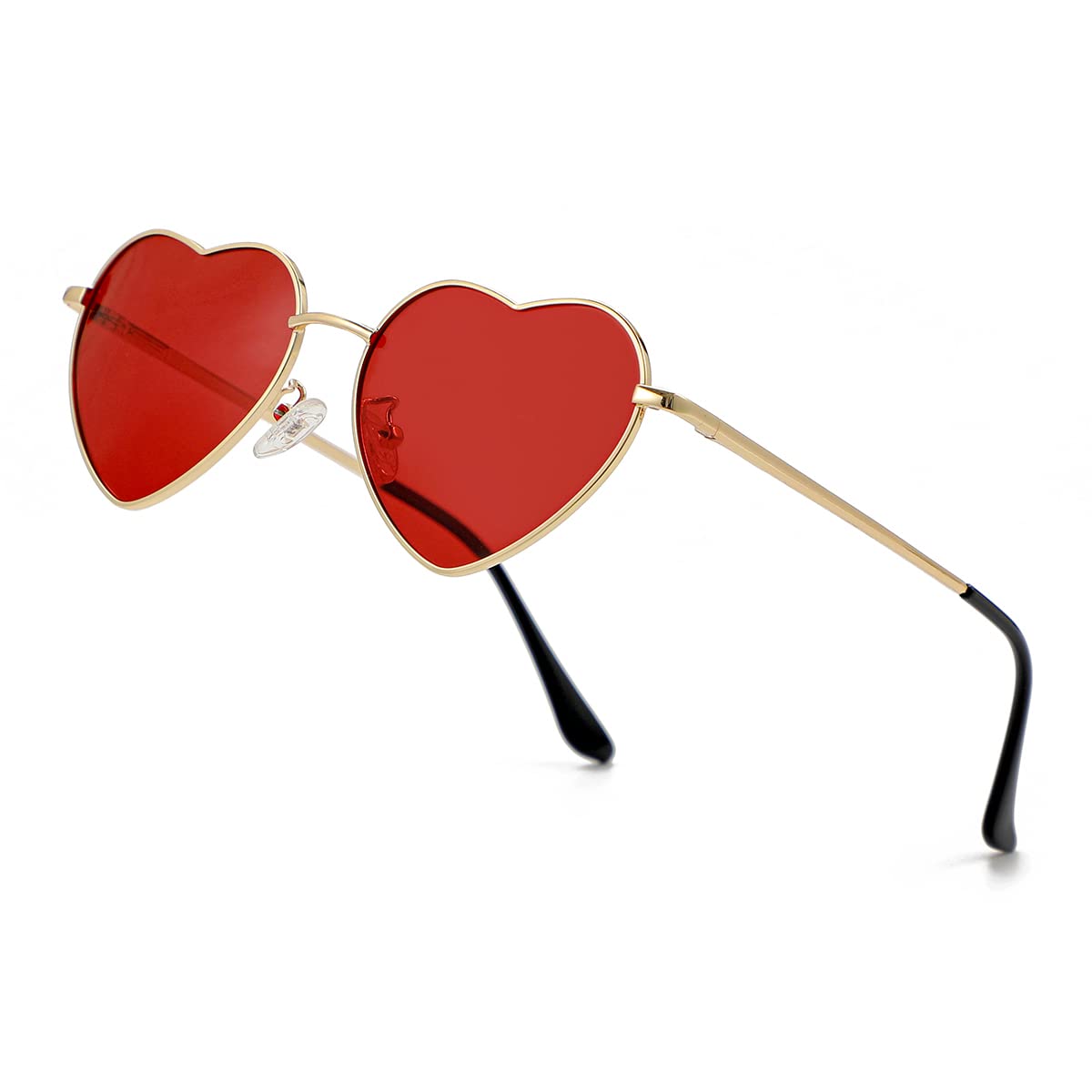 JOVAKIT Polarized Heart Sunglasses for Women Fashion Lovely Style Metal Frame UV400 Protection Lens