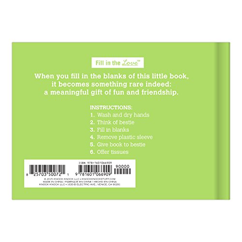 Knock Knock Why You're My Bestie Book Fill in the Love Fill-in-the-Blank Book Gift Journal, 4.5 x 3.25-Inches