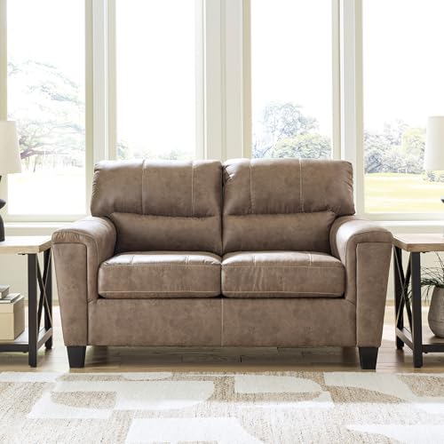 Signature Design by Ashley Navi Modern Loveseat with Removable Cushions, Dark Brown