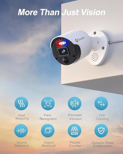 Swann Pro 4K Ultra HD, 8 Channel Security System, 1TB NVR, 4 Bullet PoE IP Cameras Outdoor, Wired Surveillance CCTV, Heat Motion Vehicle Detection, LED Light, 24/7 Recording Security Camera, 88980W4