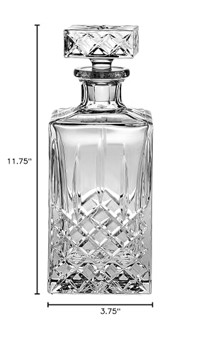 Barski - Hand Cut - Mouth Blown - Crystal - Whiskey - Square Decanter - 25 oz. - Made in Europe