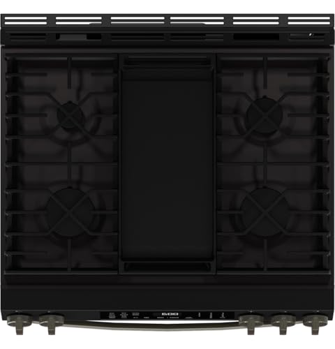 GE 30-Inch Slide-In Gas Smart Range with Convection, No-Preheat Air Fry, 5 Sealed Burners, Black Slate