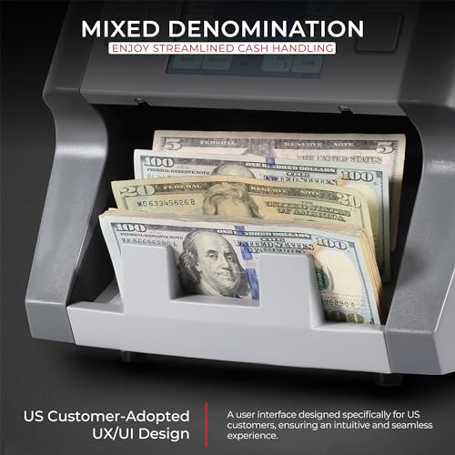Cassida 8800R V2 USA Premium Bank-Grade Mixed Denomination Money Counter Machine, Advanced Counterfeit Detection, Multi-Currency, 3-Year Warranty, Includes External Display, Printing Enabled