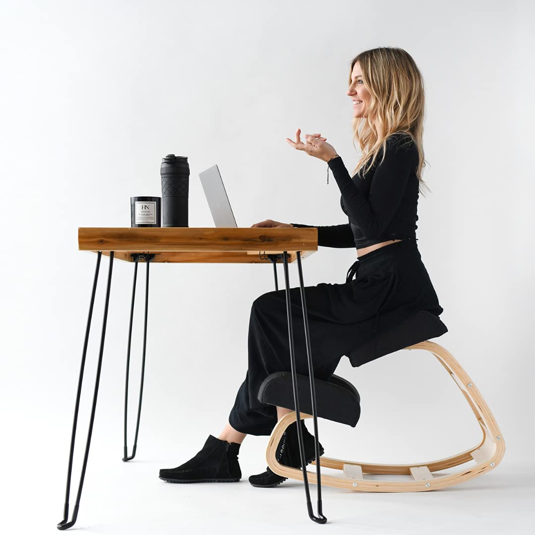 Sleekform Folding Wood Table Desk and Ergonomic Kneeling Chair