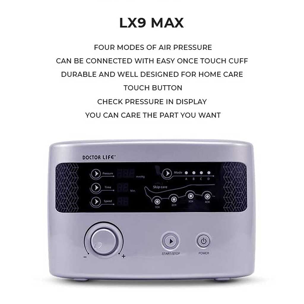 DOCTOR LIFE LX9max Full Body (A) - Sequential Air Compression Recovery System : Device + Legs (2XL) + Arm + Waist + Bag