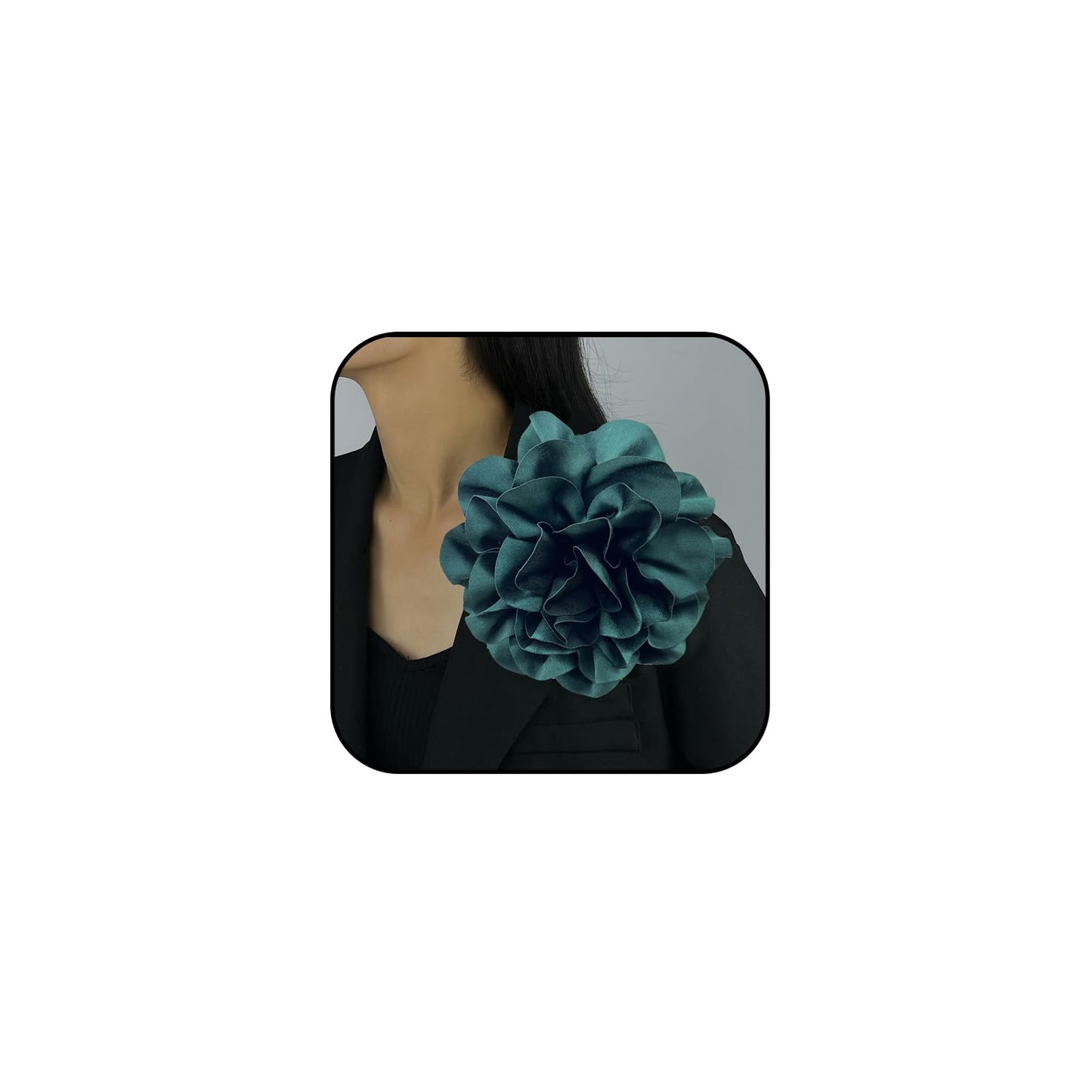 Dainty Satin Fabric Rose Flower Brooches 7.5in Extra Large Big Camellia Flower Brooches Lapel Pins for Women Wedding Party Dance Dress Clothes Accessories