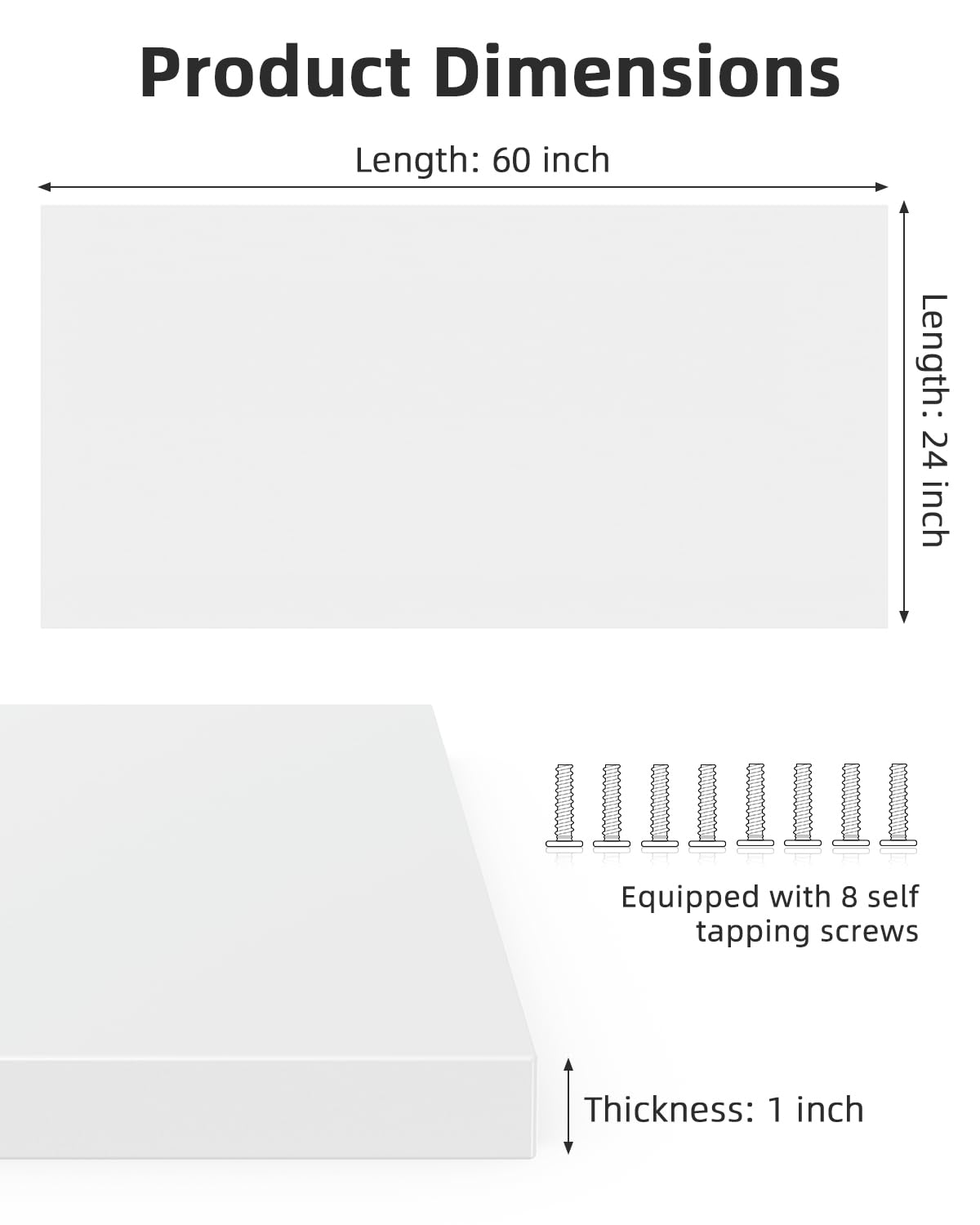 ZATNK Universal 60 x 24 One-Piece Particle Board Table Top, 1" Thick Desktop for Stand Up Height Adjustable Desk Frames, Home Office Tabletop, Countertop DIY, White