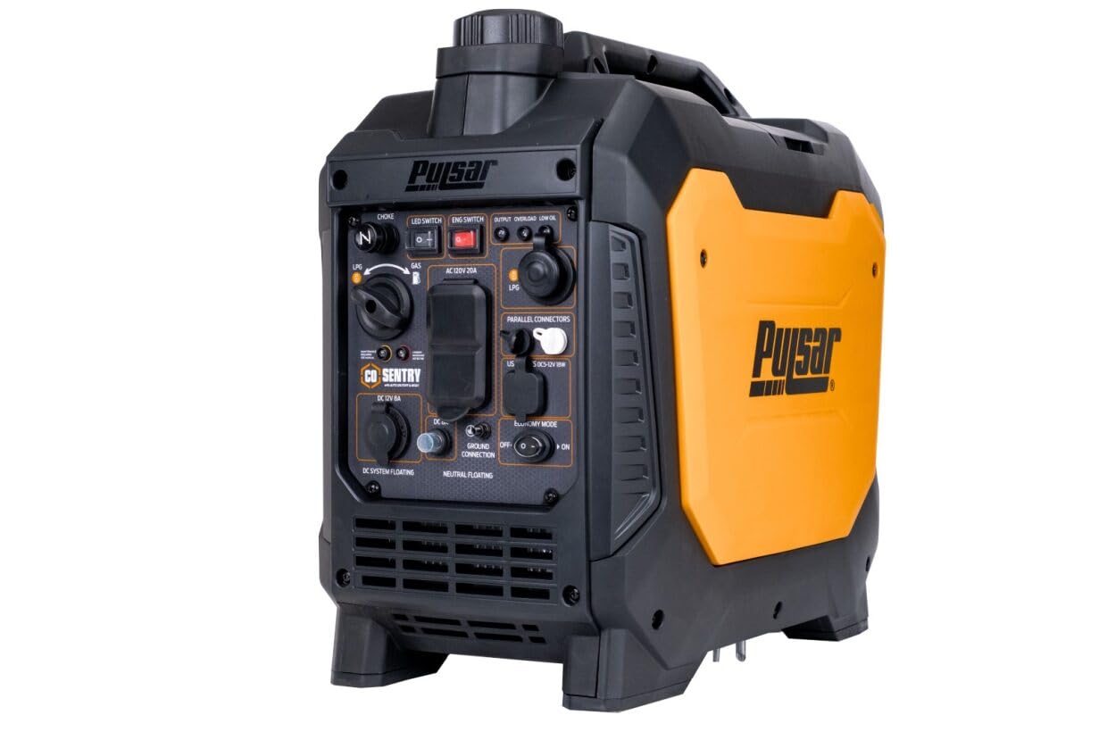 Pulsar 2700 Watt Portable Inverter Generator, Dual Fuel Gasoline & Propane, CO Sensor, Super Quiet, Use for Jobsite, Camping, Outdoor & Home, NE27BISCO