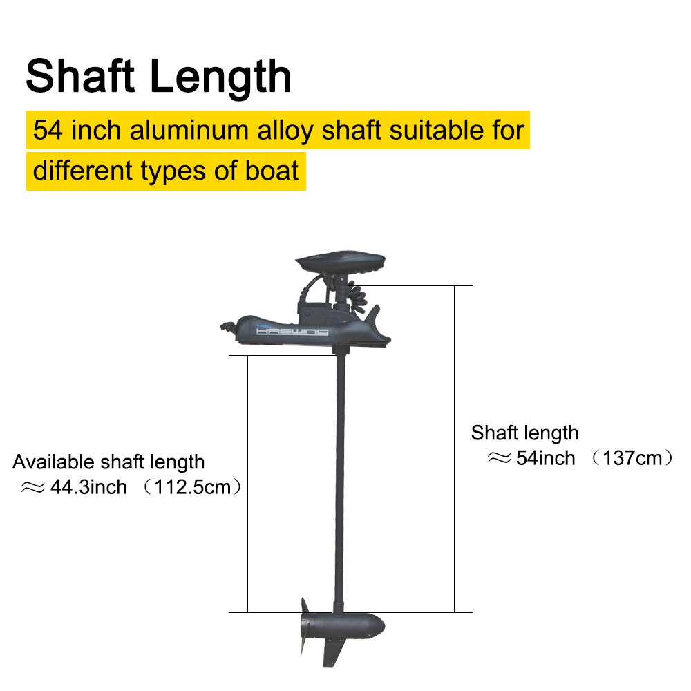 AQUOS Haswing CaymanB Electric Bow Mount 12V Saltwater & Freshwater Trolling Motor - 55lbs Thrust, 54in Shaft, with Wireless Remote