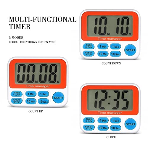 Digital Kitchen Timer Magnetic Kitchen Timer Large LCD Display Screen Cooking Timer Clock Timer with Loud Alarm Countdown Clock