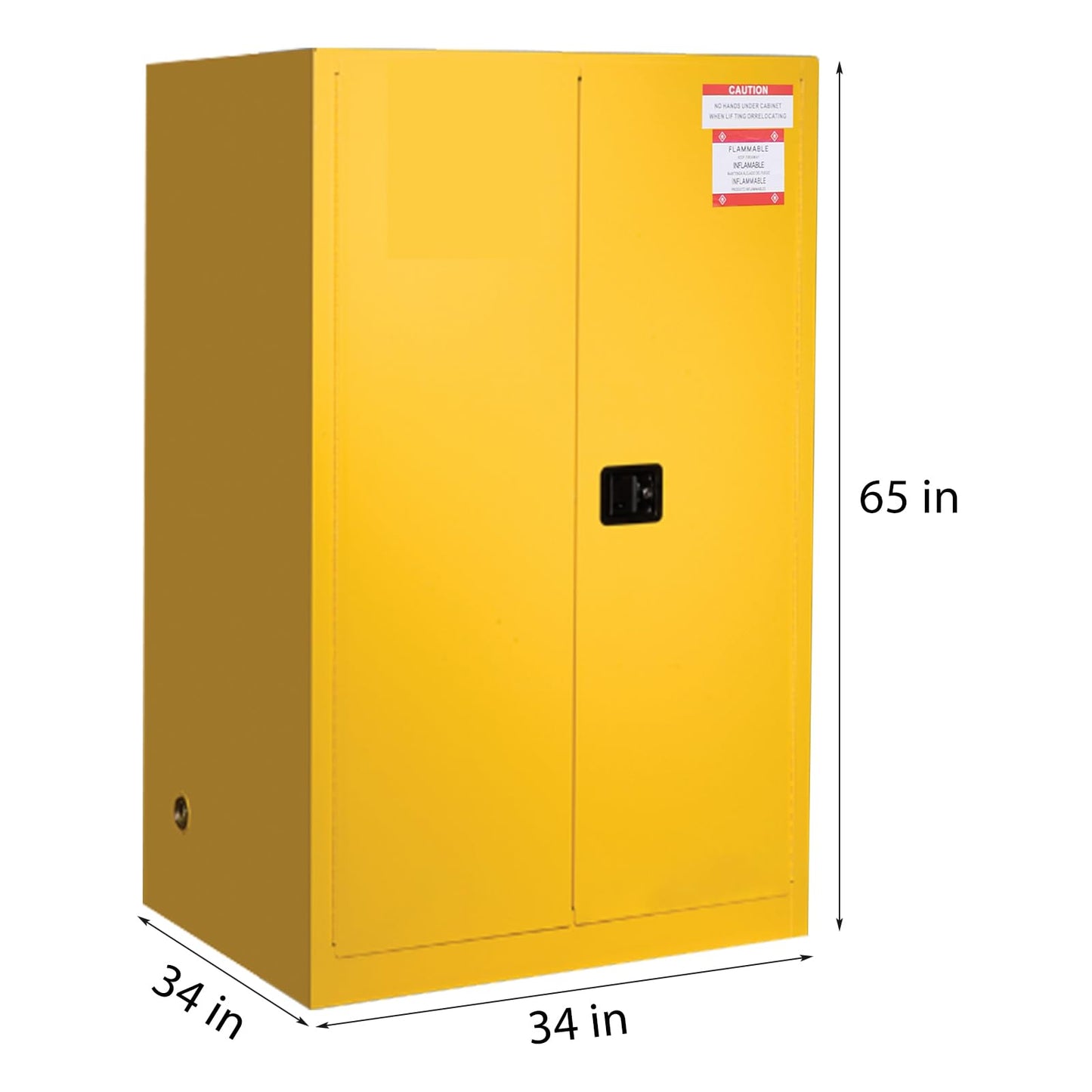 60 Gallon Flammable Safety Cabinet, Industrial Steel Fireproof Storage Locker for Flammable Liquids, 2 Adjustable Shelves, Manual Close Doors, Double-Wall Design, OSHA Compliant Cabinet 65"X34" X34"