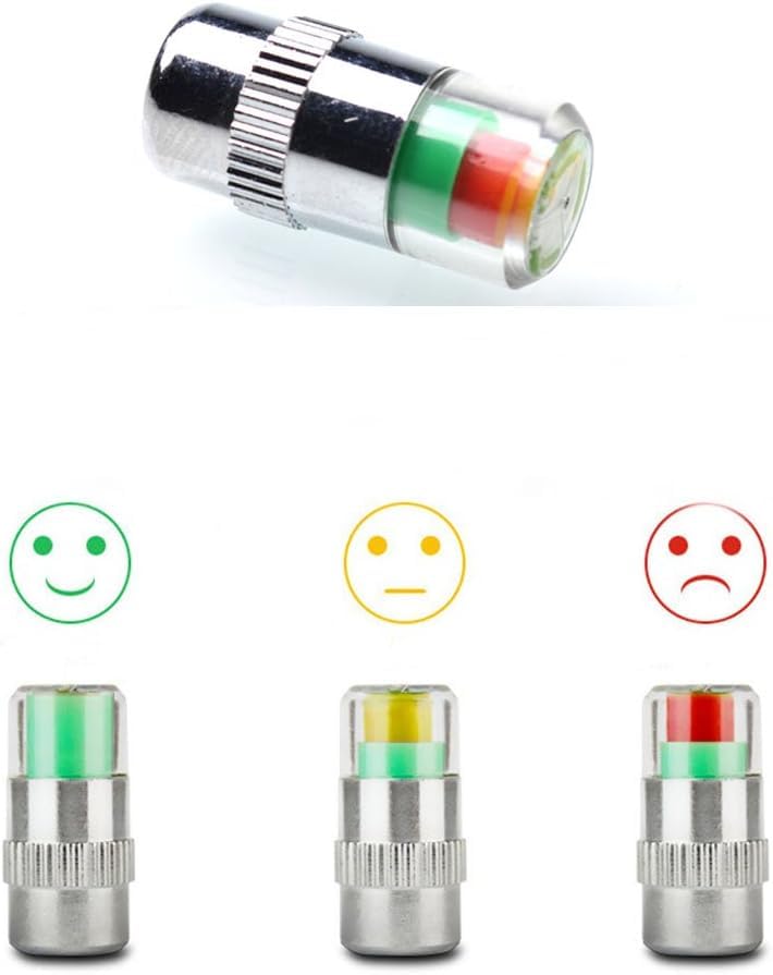 ANKI HAPPIGO 4Pcs 36 PSI Car Tire Pressure Monitor Valve Stem Caps Sensor Indicator Easy to Read 3 Color Eye Alert