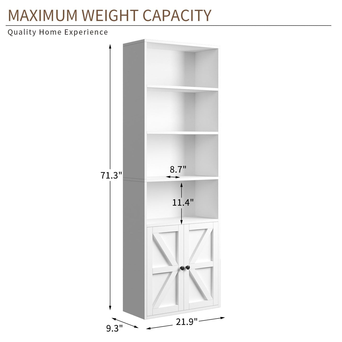 OneBlis 71.5" Bookshelf Set of 2, 6-Tier Bookcase with Cabinet Doors, Tall Display Shelves with Storage for Home Office, Living Room