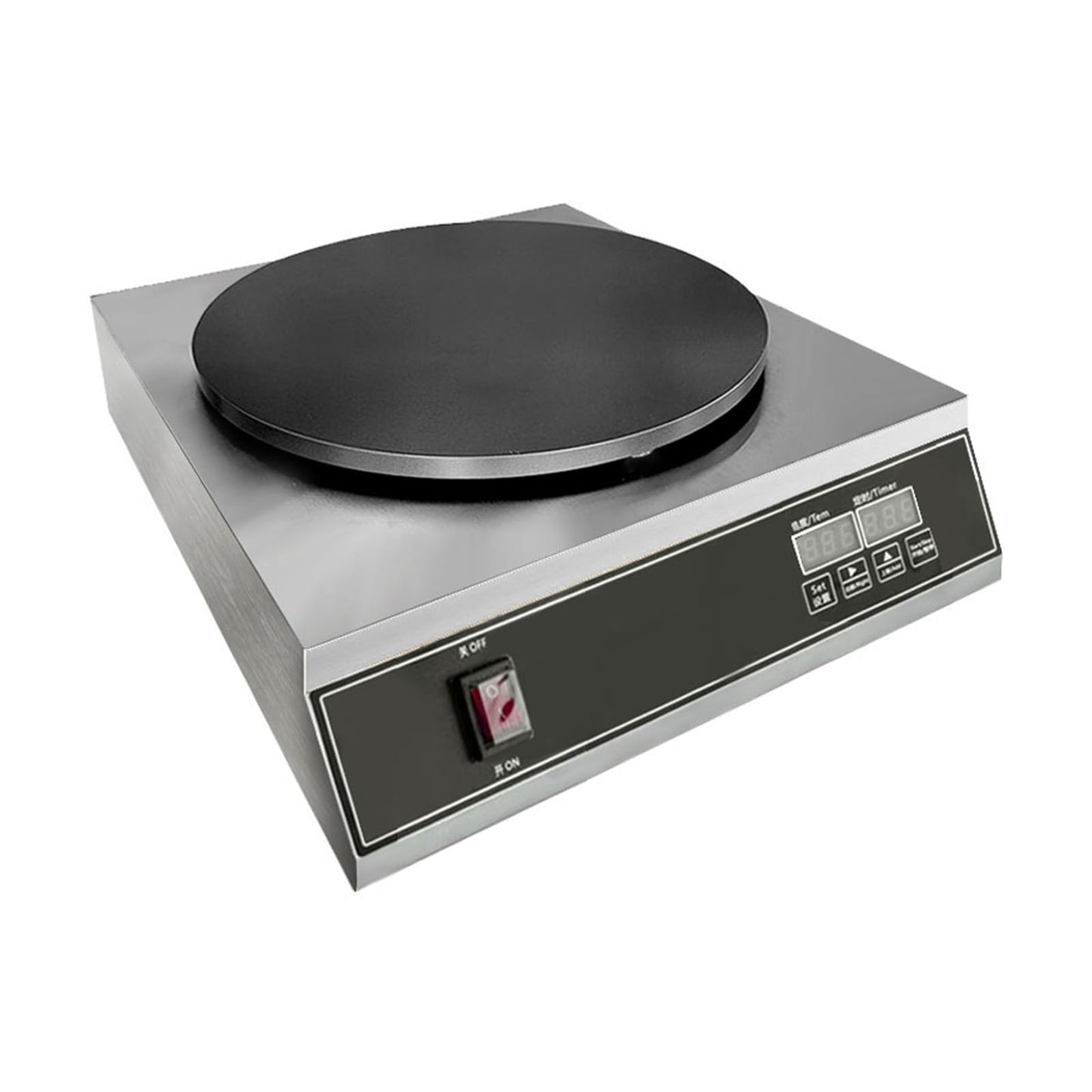 Commercial Electric Crepe Maker, 16" Non-Stick 2000W Crepe Machine Adjustable Temperature Control, Thickened Cast Iron Cooking Surface Pancakes Maker Griddle with Handle