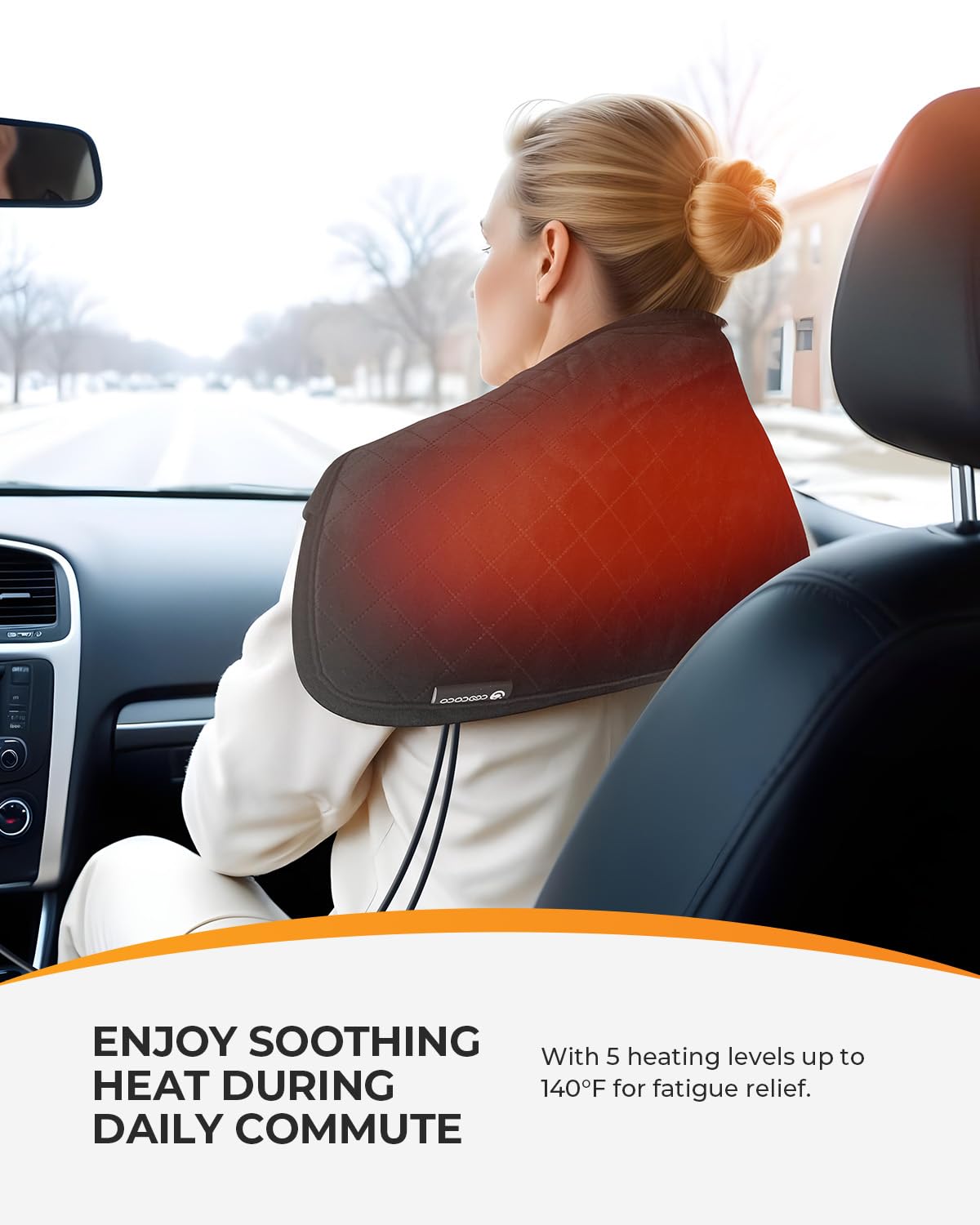 CooCoCo 12V/24V Car Heated Blanket for Back Pain Relief, 12" x 24" Car Electric Blanket with 5 Heat Setting, Auto-Off, FSA Eligible Heated Blanket for Travel, Ideal Gifts for Women Men Mom Dad