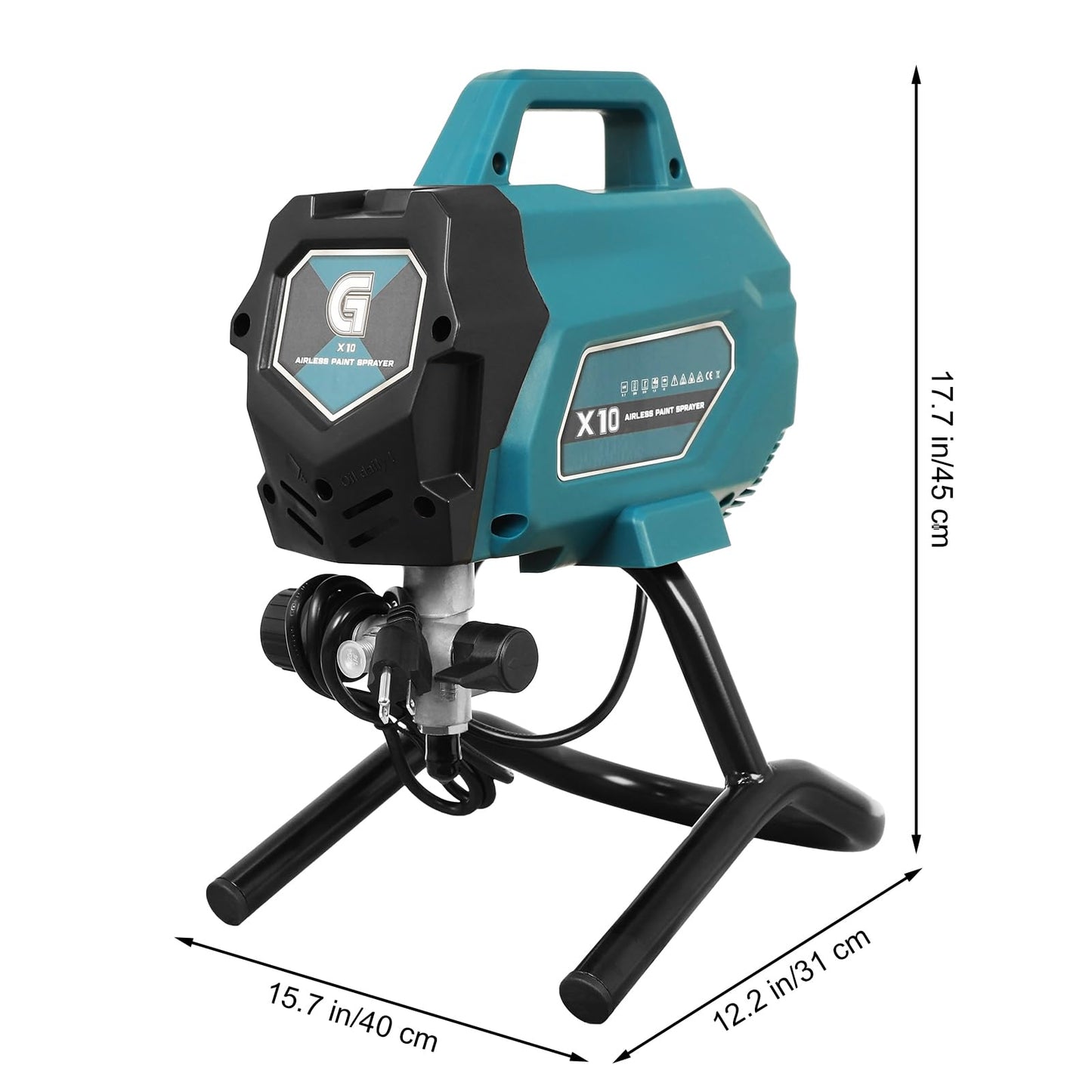 GarveeTech X10 Airless Paint Sprayer, 0.32GPM Stand Paint Sprayer, 3300 PSI 750W High Efficiency Paint Sprayer Machine with Extension Pole and Cleaning Kits for House Fence Painting DIY Furniture