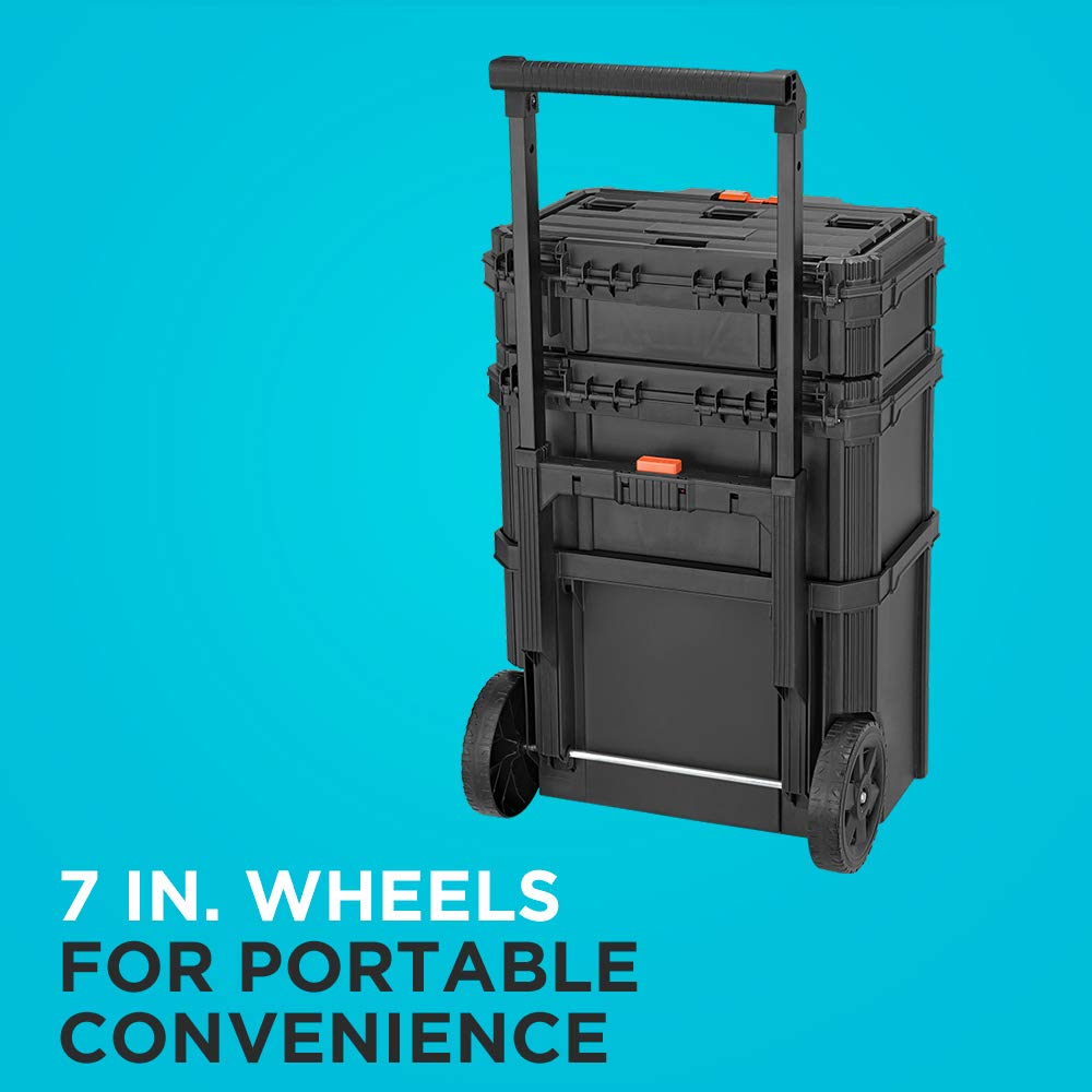 beyond by BLACK+DECKER BLACK+DECKER BDST60500APB Stackable Storage System - 3 Piece Set (Small, Deep Toolbox, and Rolling Tote)