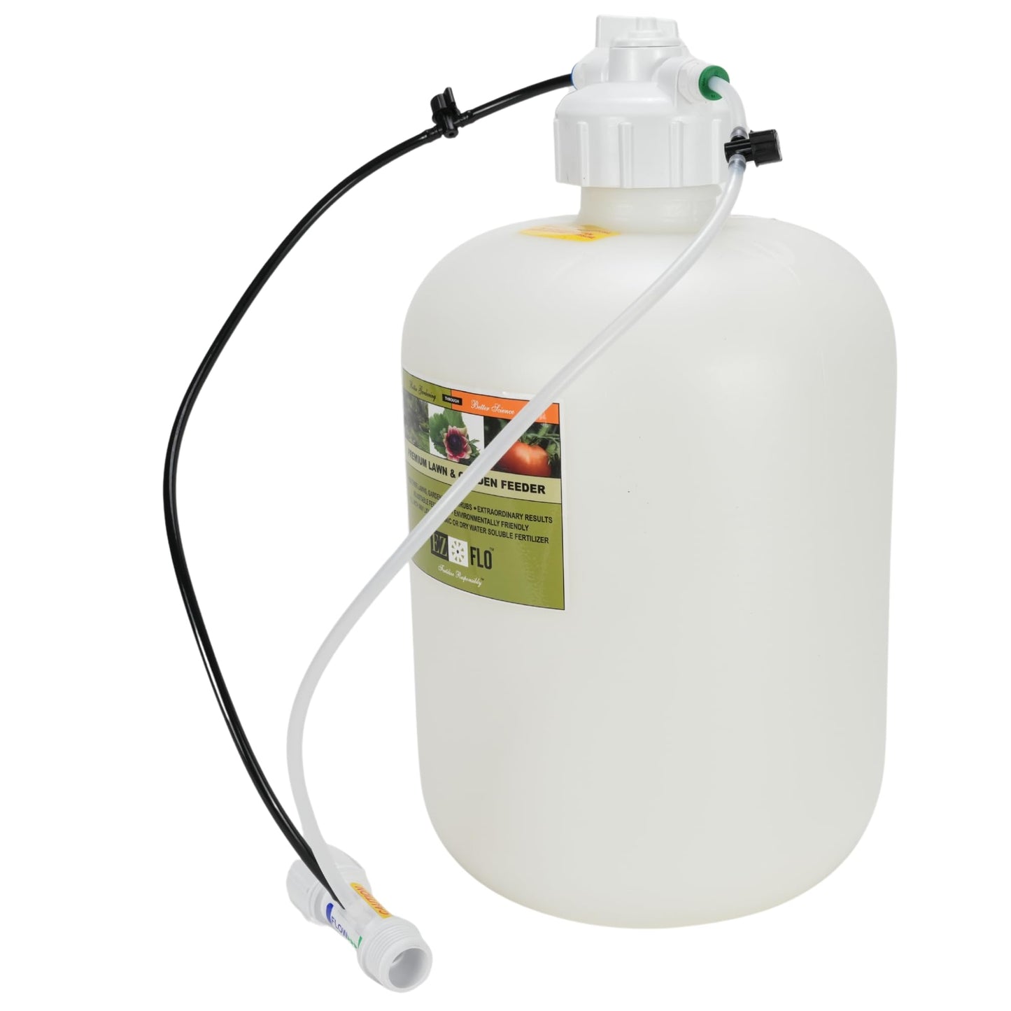 EZ-FLO 2.5‑Gallon Fertilizer Injector | Hose‑Bib & Drip Feeder with Inline Hose Fertilizer Feeder, Covers up to 20 000 sq ft | for On/Off Pressure Only | EZ 2020-HB