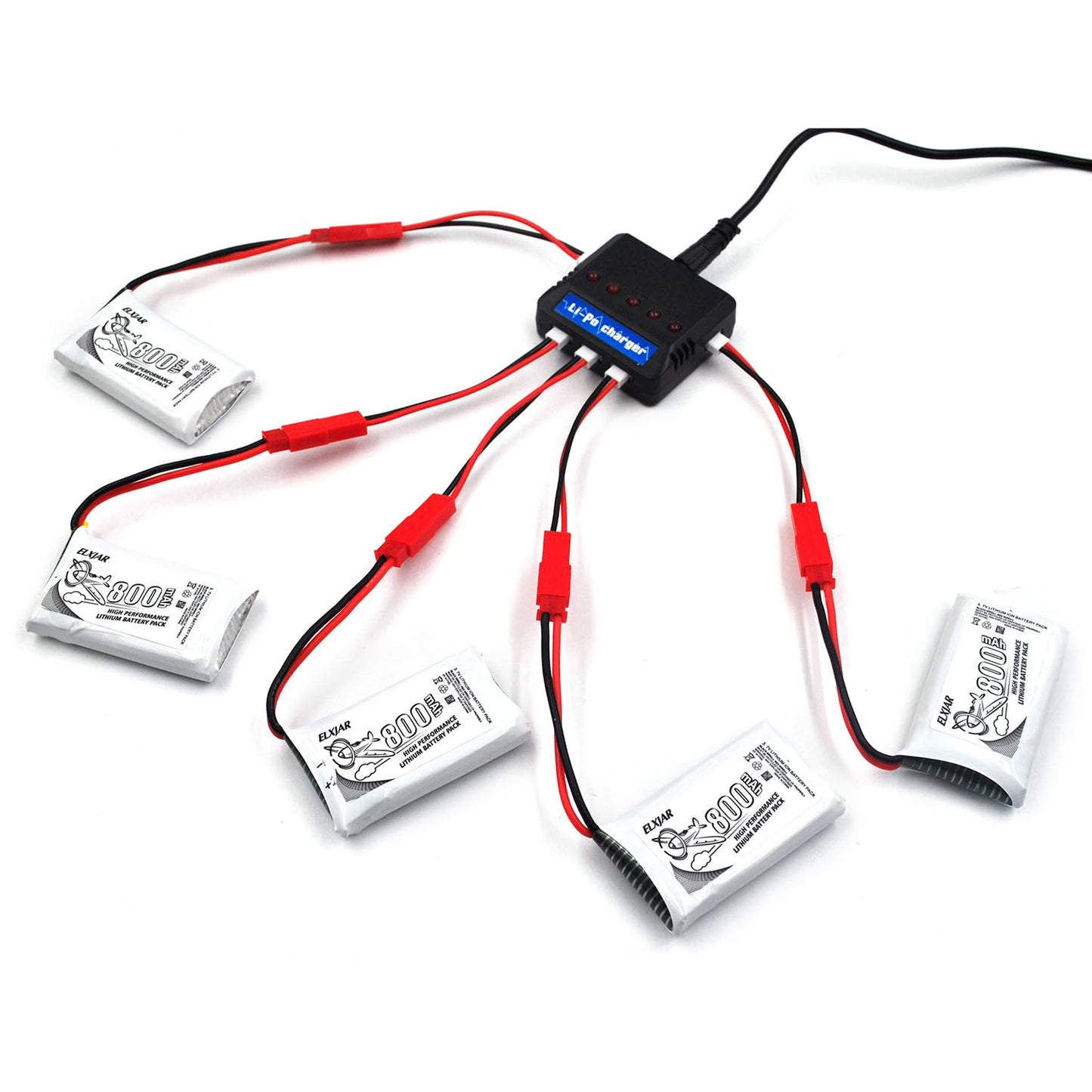 Coonyard (10-Pack) 3.7V 800mAh Lithium Battery with 5-in-1 Charger for SYMA X5C X5C-1 X5 X5SC X5SW H5C V931 S5C S5W SS40 FQ36 T32 T5W H42 CW4 Remote Control Drone