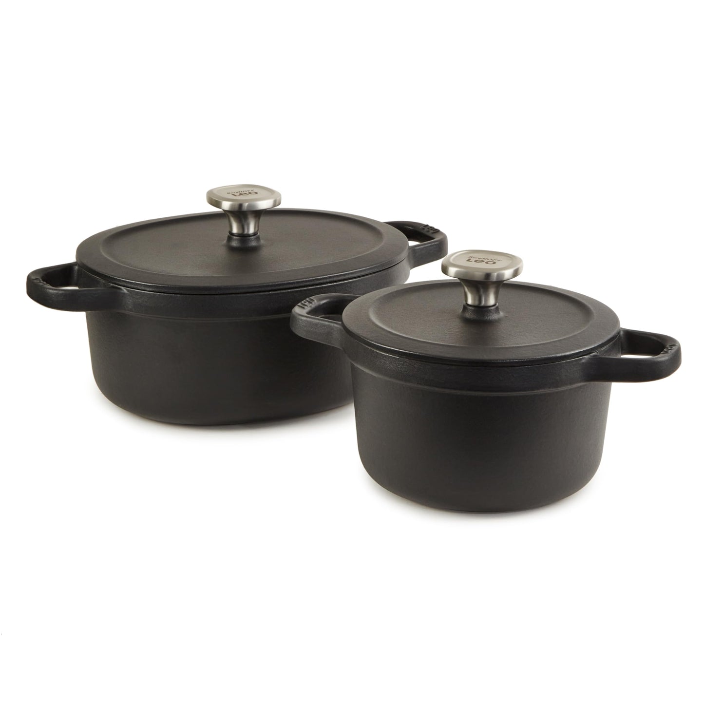 BergHOFF Graphite 4Pc Enameled Cast Iron Stockpot Set With Self-basting Universal Lid Induction Pot Oven-to-Table Cookware For Slow Cooking