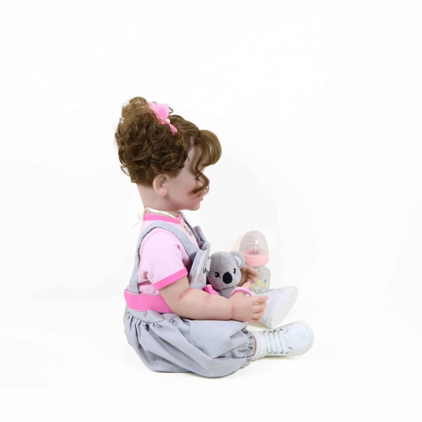 Koala Cuddles – 22” Realistic Reborn Toddler Girl Doll with Rooted Hair, 3D Hand-Painted Face & Full Soft Vinyl Body – Pink & Gray Outfit, Plush Animal, Pacifier, Bottle & Accessories – Ages 3+