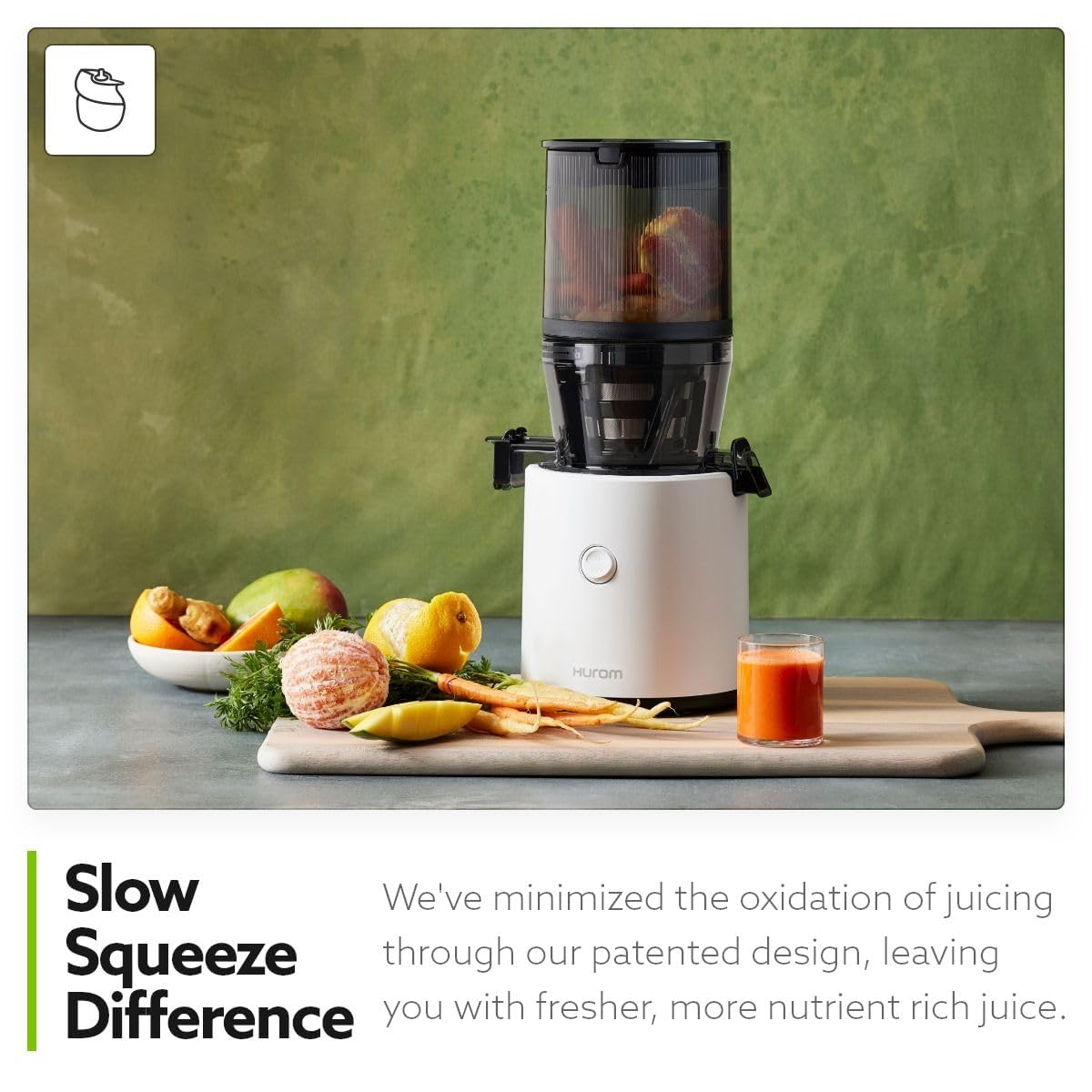Hurom H320 Cold Press Juicer Machine, Easy to Clean Masticating Slow Juicer, Coarse Strainers, Self-Feeding, Hands Free, Family Size, Quiet Motor, Easy Assembly (Black)