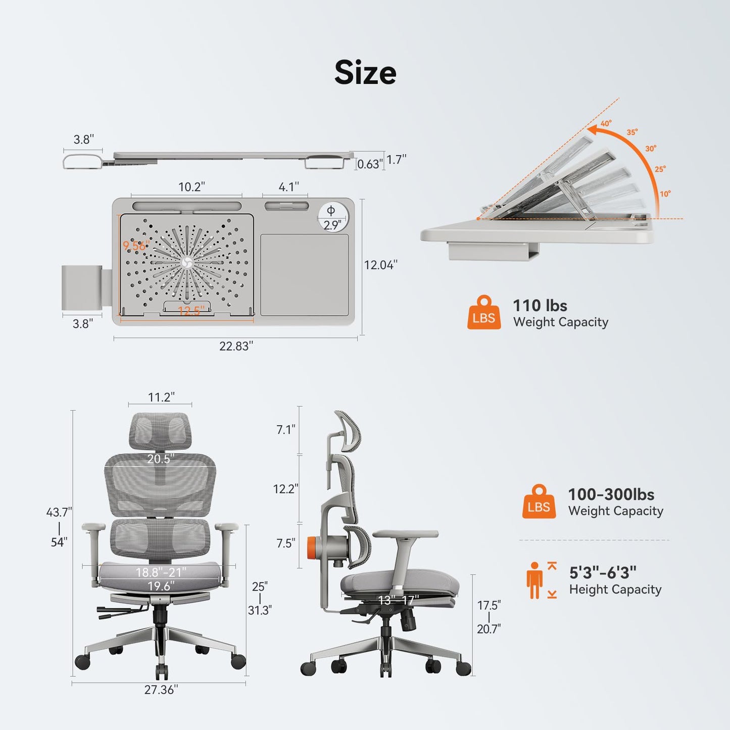 Newtral Office Chair Ergonomic - Home Office Desk Chair, Back Pain Chair with Auto-Following Lumbar Support, 4D Armrest, Seat Depth and Height Adjustable