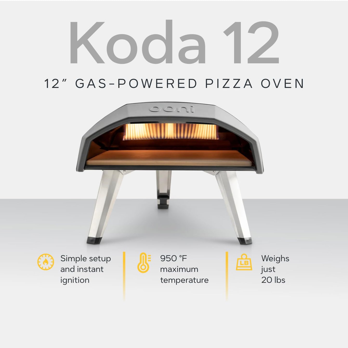 Ooni Koda 12 Outdoor Gas Pizza Oven Bundle - Includes Pizza Oven Cover, Oven Brush and Infrared Thermometer