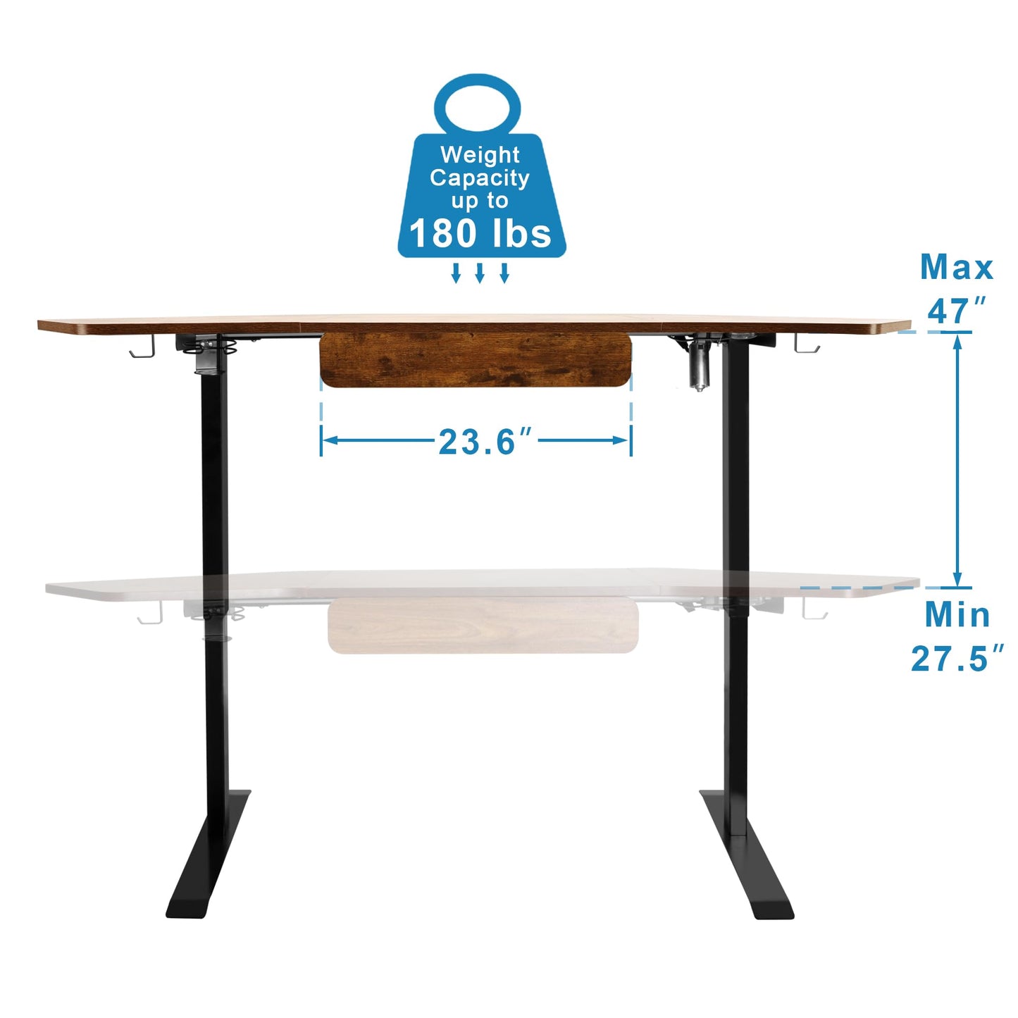 Fromann 71Inch Height Adjustable Standing Sit Stand Up Desk L Shaped Corner Desk with LED Handset, Electric Ergonomic Desk