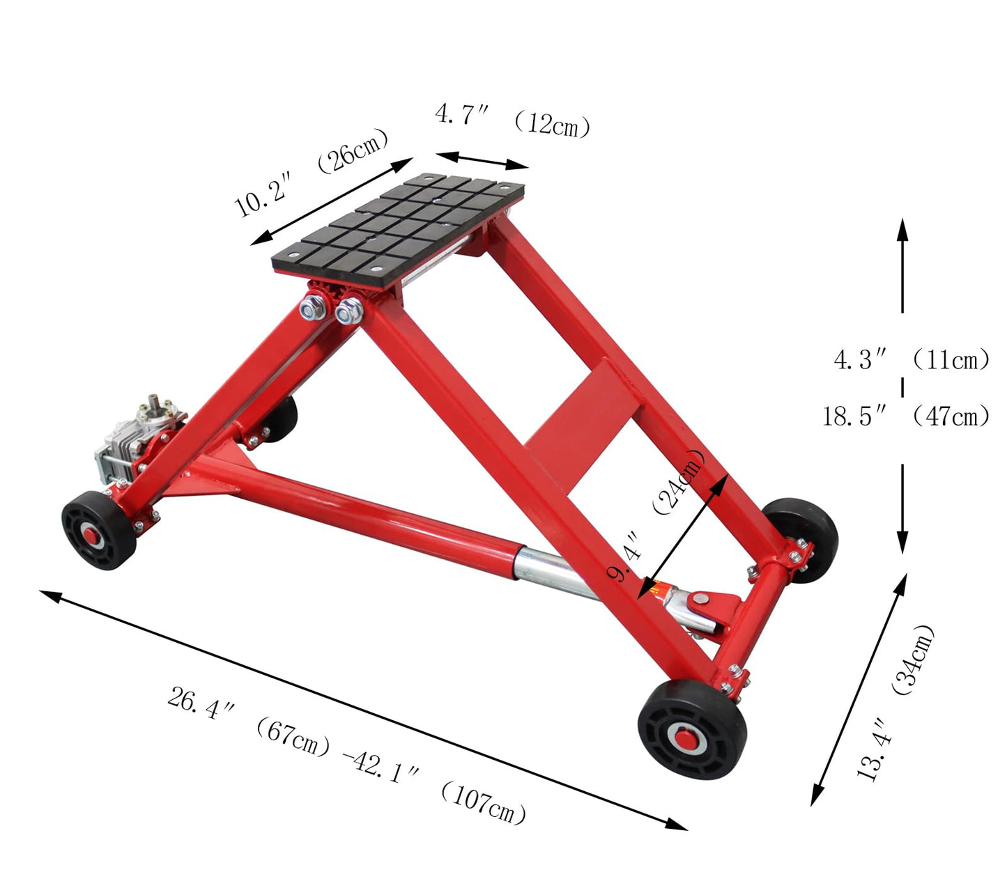 Heavy-Duty Scissor Jack Lift - 4409 lbs/2000kg Capacity, Adjustable Height (4.3"-18.5"), Portable Turbine Hoist Car Lift with 360° Joystick & Rubber Casters