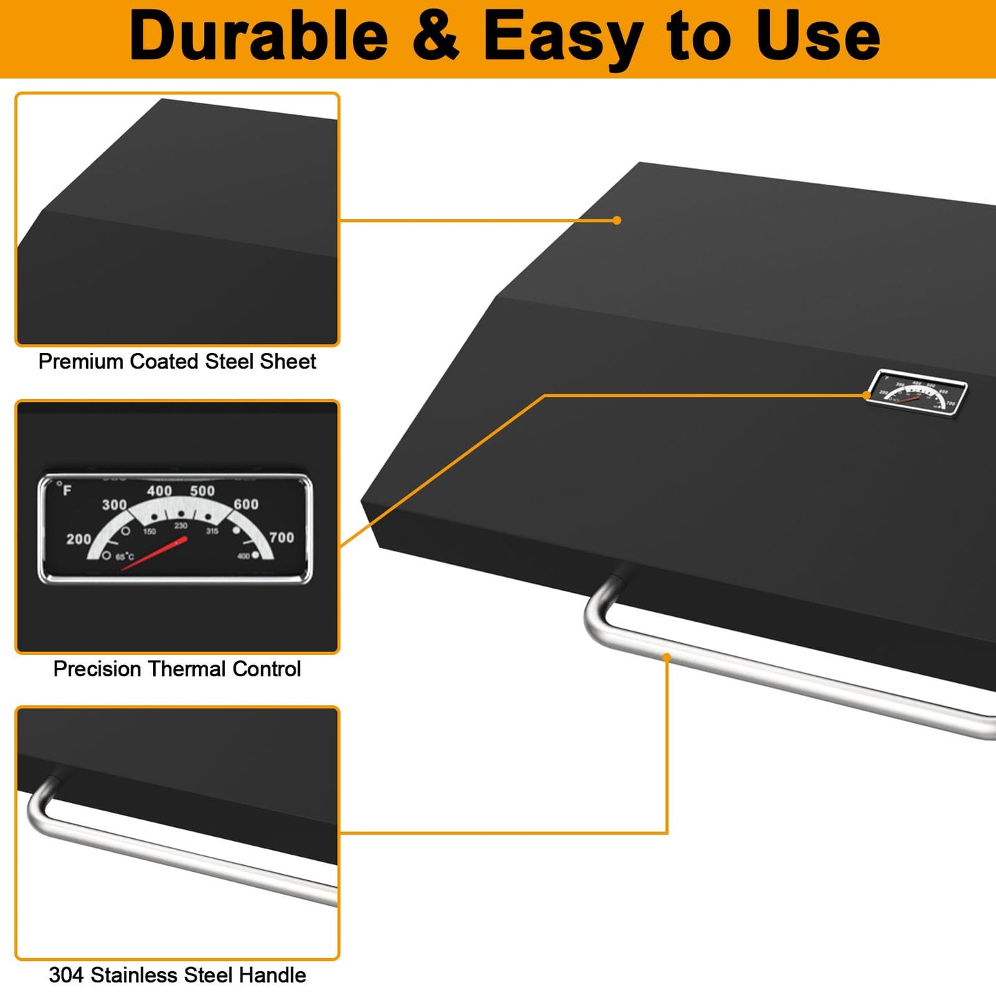 Hinged Lid for Blackstone Griddle 36 Inch Hard Cover Lid for Blackstone 36" 1554 1825 1836 2149 1984 1565 2151 1863 1866 2122 2177 1841 Grill Cover Hinged Lid 36-Inch Griddle Top Hood with Handle