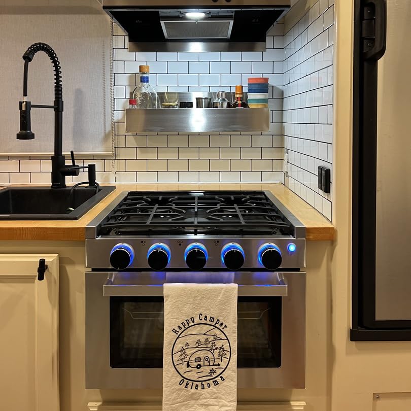 RecPro RV Stove | 21" x 17" Cooktop | 17" Tall Gas Range | 3 Burner | 1.8 Cu. Ft | 7100 BTU | Black or Silver Finish | Optional Vented Range Hood (Stainless, With Range Hood)