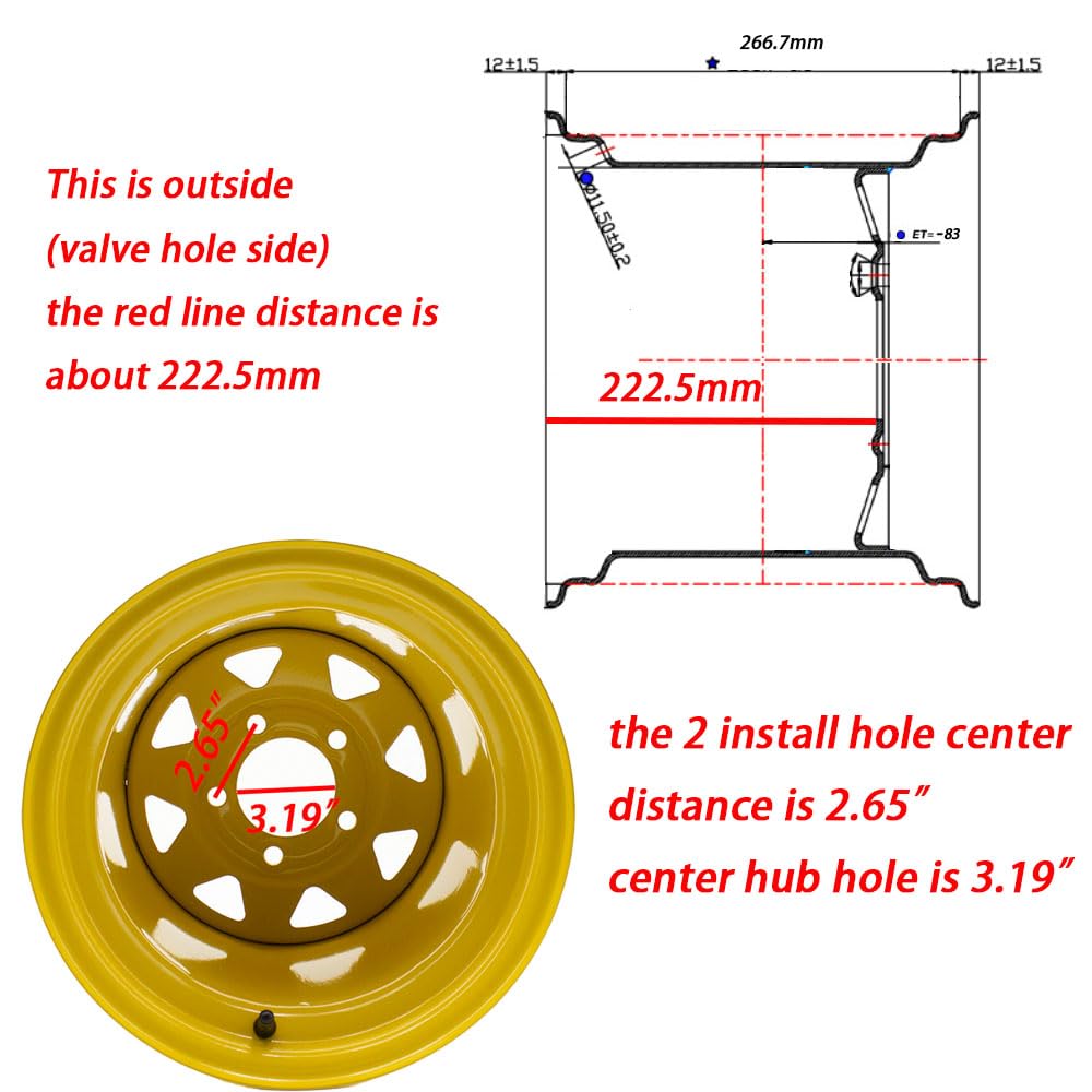 Lawn Mower Rim 12x10.5 WHEEL RIM 5/4.5 for Zero Turn Riding Garden Lawn Mower Compact Tractors Heavy Equipment 12 x 10.5 Rim 5 Lugs Bolt Circle 4.5 inch,backspace 3.5 inch,for John Deere