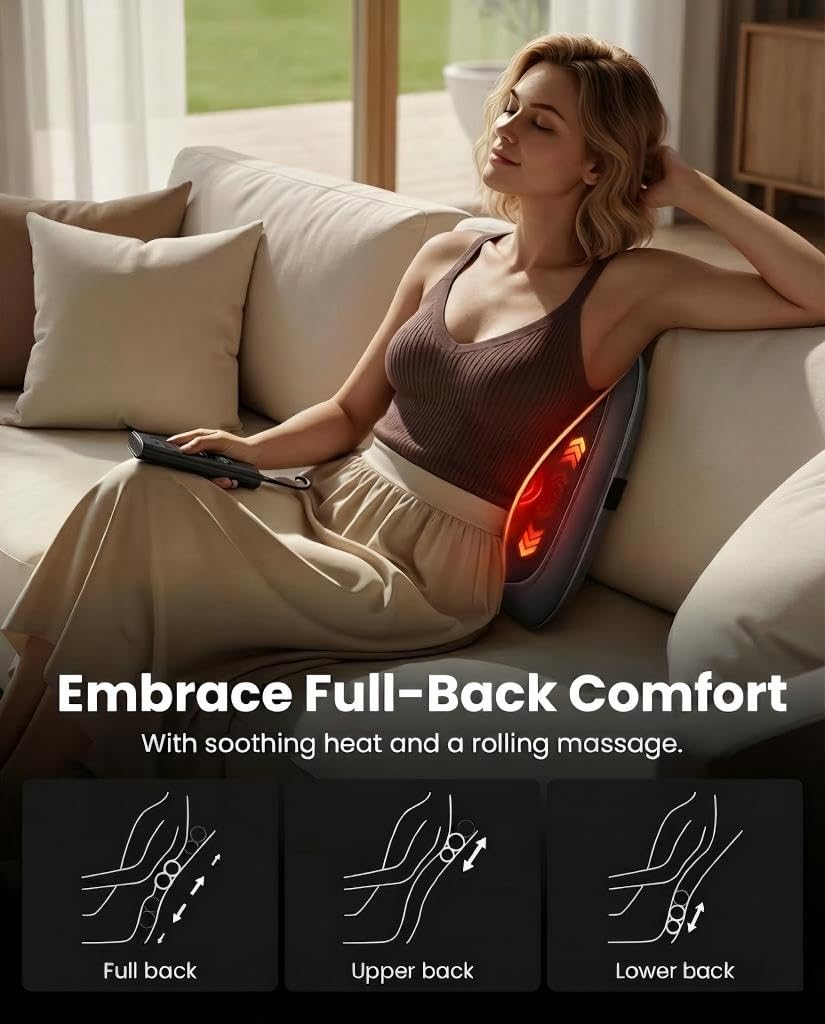 BOB AND BRAD Back Massager for Pain Relief Deep Tissue, FSA EZBack Pro Corded 4D Kneading Shiatsu Back Massager with Heat, HSA Eligible Up and Down Rolling Massage at Office Home, Gift for Man