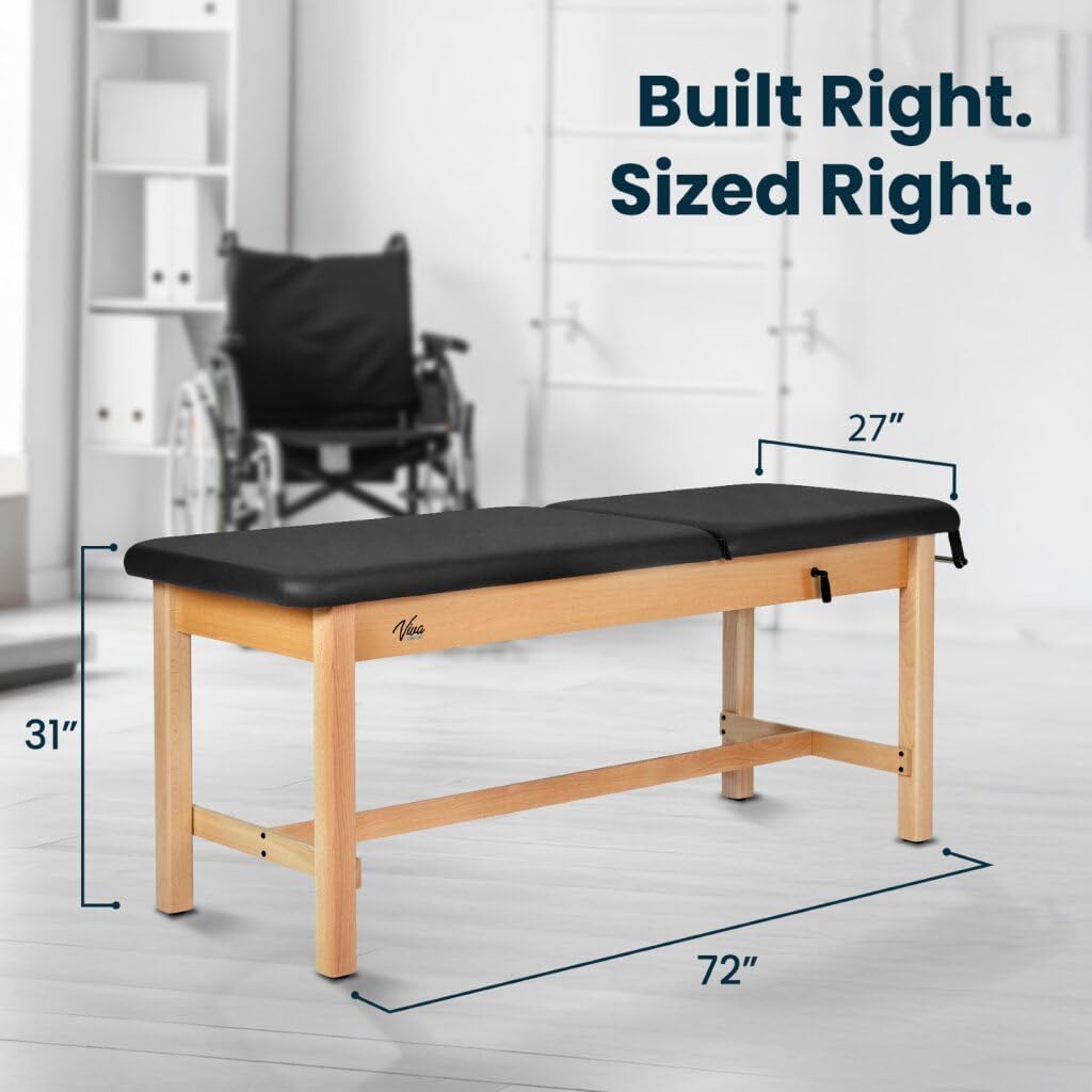 Vivacomfort Aristo H-Brace Tilted Treatment Table, 500 lbs Weight Capacity, Black