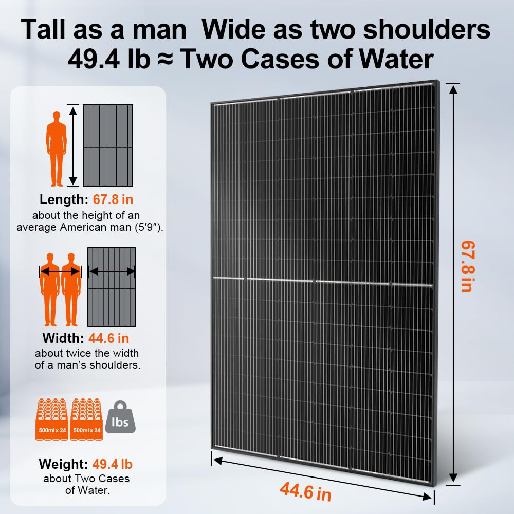 DOKIO 400W Monocrystalline Solar Panel with 31V Voltage, Designed for Charging 12/24V Devices - 3 m Cable, Ideal for Yard/Garden, Shed/Patio/Greenhouse Power, Off-Grid Battery Charging