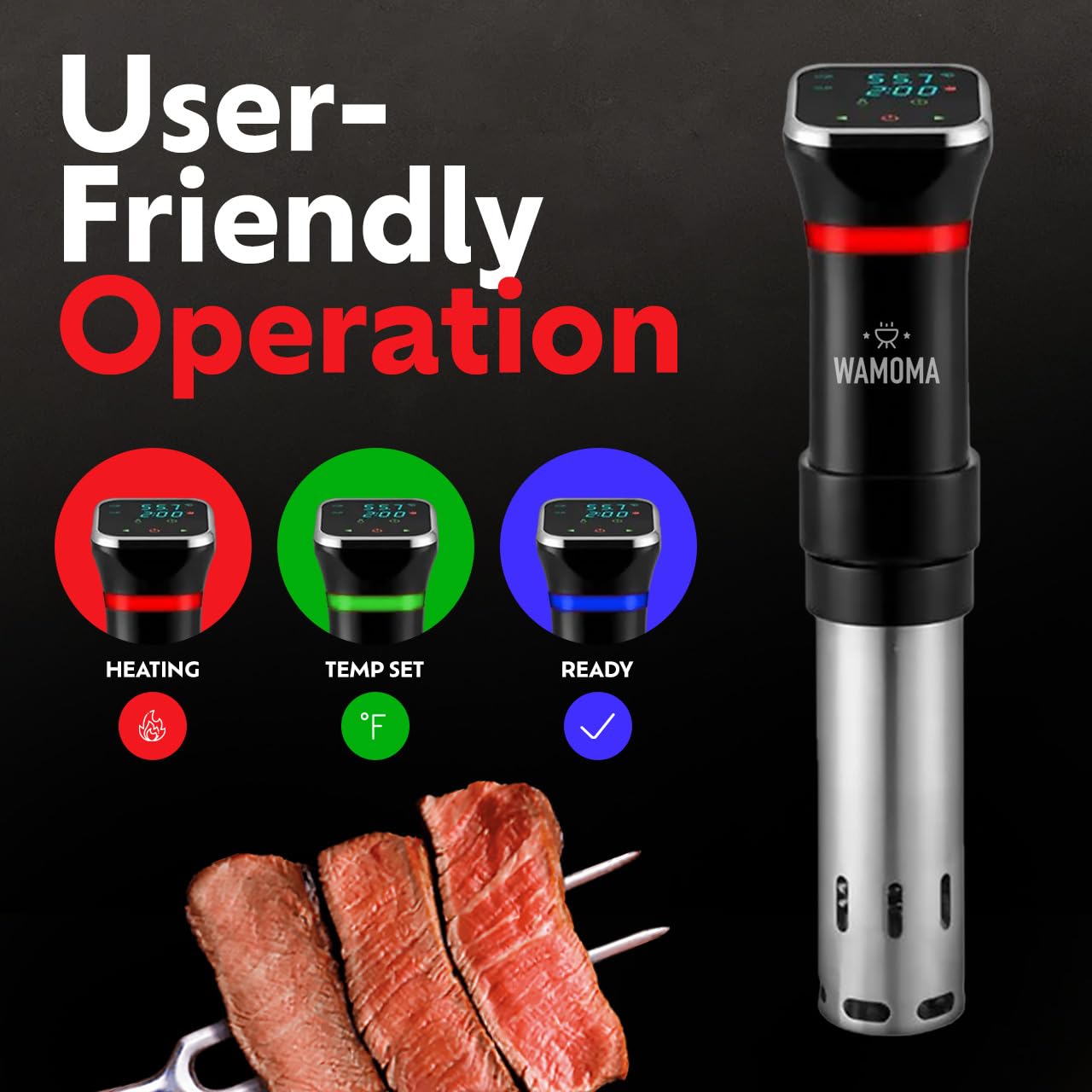 Wamoma Sous Vide Complete Bundle – 1100W Precision Cooker IPX7 Waterproof + 12-Qt Container with Lid + Hand Vacuum Pump & Reusable Bags + Silicone Weights for Perfect Cooking Results