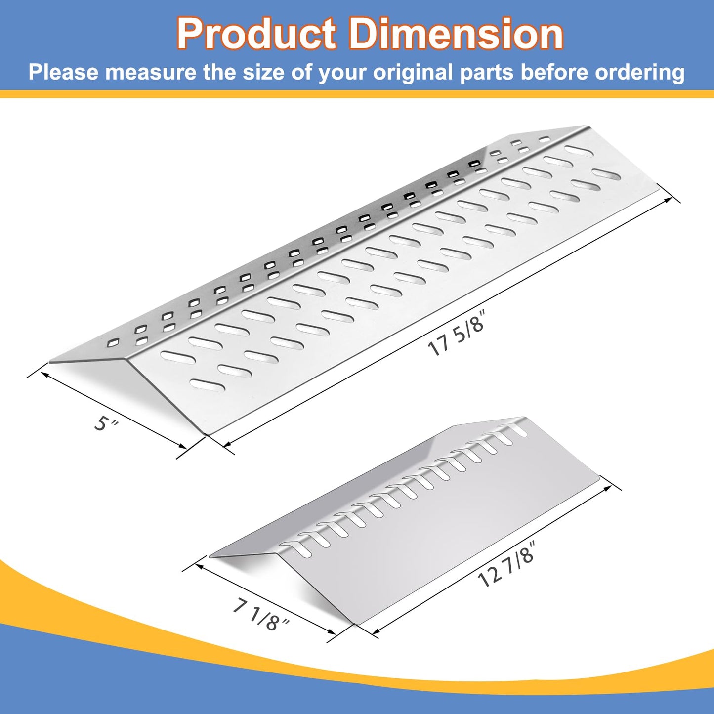 Derurizy 16631 16520 Heat Plates, 4 Pack 23301 Cast Stainless Steel Grill Burner Tubes and 4 Pack 16517 Cooking Grates Replacement for Bull Flame Tamer, Bull 26038 26039 47629 69008 16561 Bull Angus