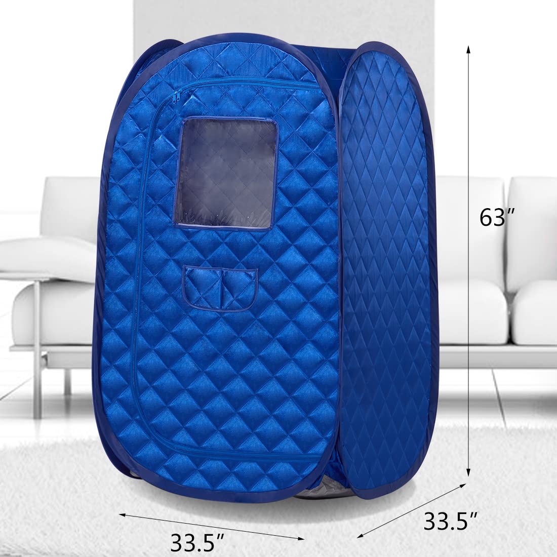 Smartmak Portable Steam Sauna, Foldable Single Person Home SPA, 2.6 L Steam Pot with Time Control, Full Body Spa for Detox Therapy, Chair Included -Blue