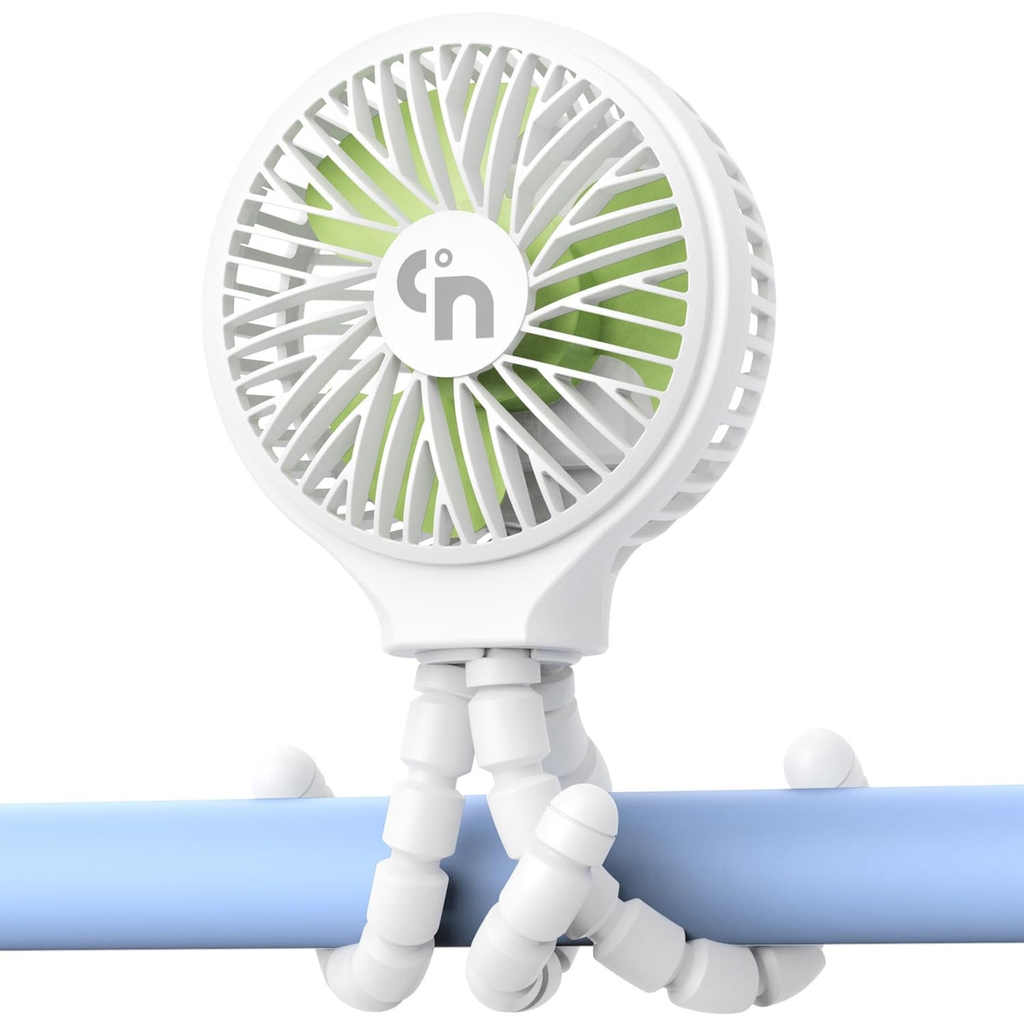 WiHoo Portable Stroller Fan, 11H Ultra-long Battery Life 3 Speed 360°Rotate, USB Rechargeable or Battery Operated Cooling Clip On for Baby Crib Travel Car Seat White