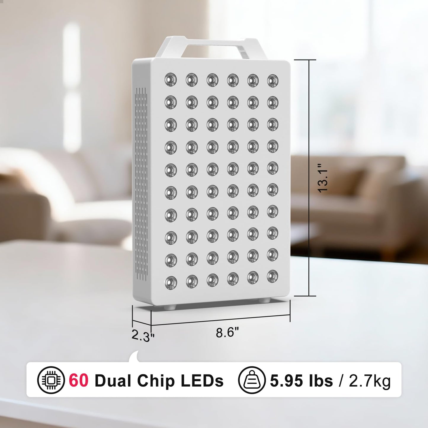 BONTANNY Red Light Therapy, 630/660/810/830/850nm 5 Wavelengths Red Near Infrared Light Device with 60 Dual Chip Clinical Grade LEDs, Remote Control, Timer for Face, Body, Pain Relief, BO-300 (White)