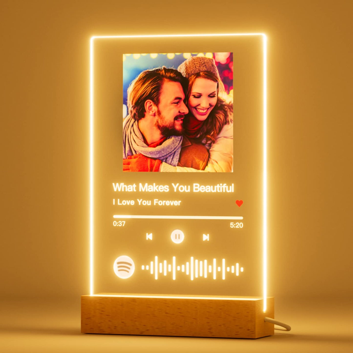 witfox Personalized Gifts for Boyfriend Girlfriend, Spotify Plaque Customized Gifts for Him Her, Acrylic Song Plaque with Picture, Custom Gifts for bf gf Couples Next Day Shipping
