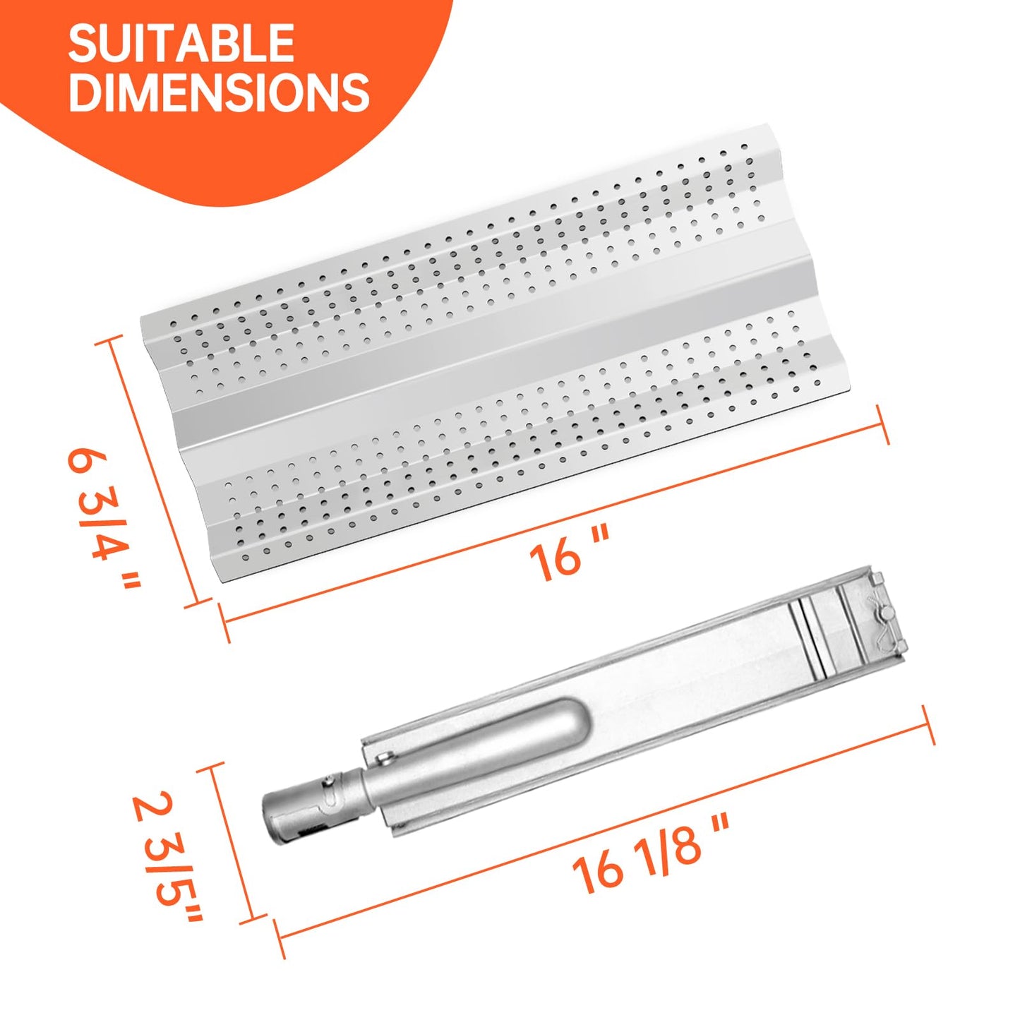 STCNADCR 5PACK Heavy Duty Grill Burners and 5PACK Stainless Steel Flame Tamer Heat Plates Replacement Parts for Blaze BLZ-3 BLZ-4 BLZ-5 OEM BLZ-32-064 BLZ-32-043