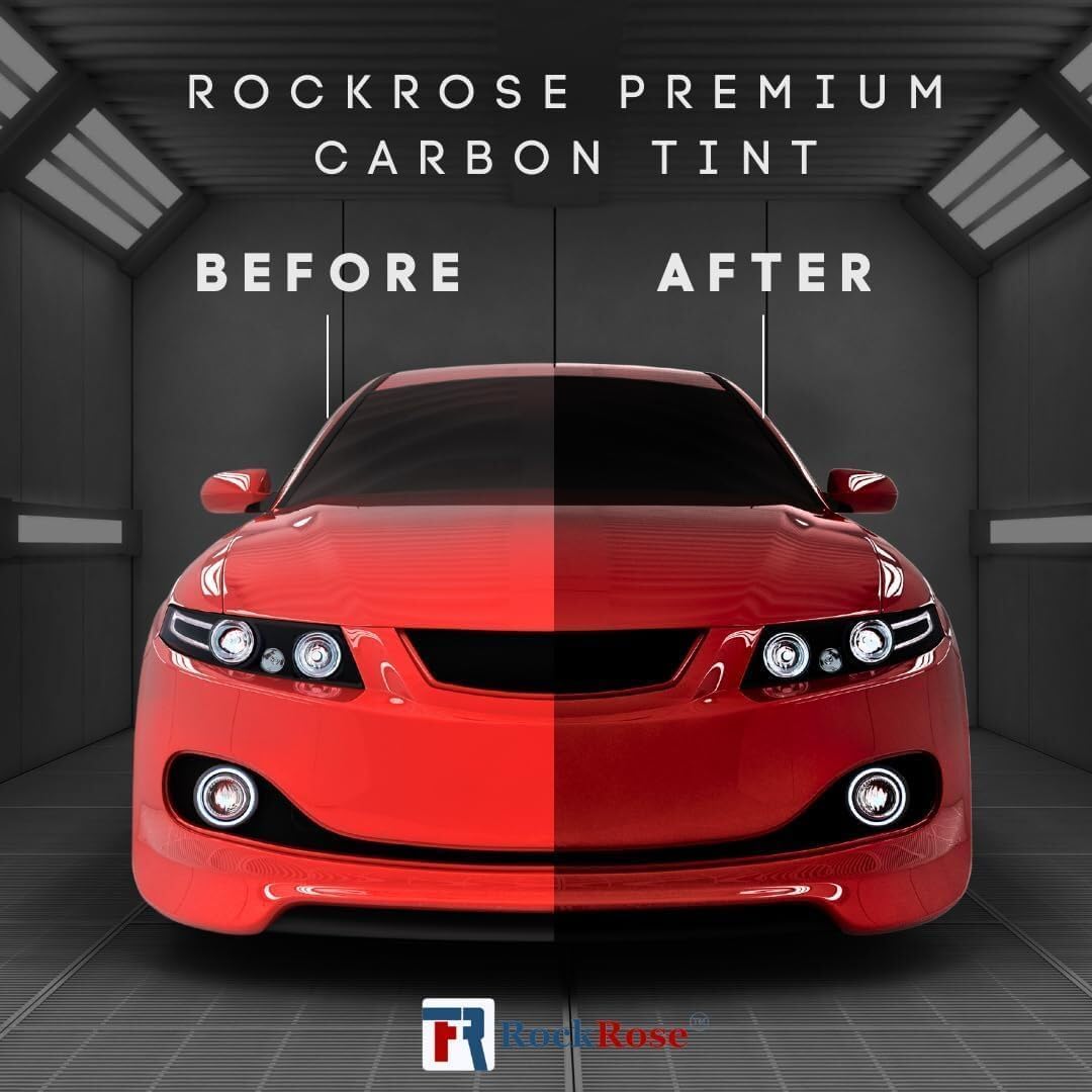 RockRose 50% Premium Carbon Car Window Tint Film 60 in x 100FT 2PLY Charcoal Privacy Film UV, Heat Blocking Tint for Car or Home Adhesive Film Easy Shrink, Plotter Friendly Pro Grade